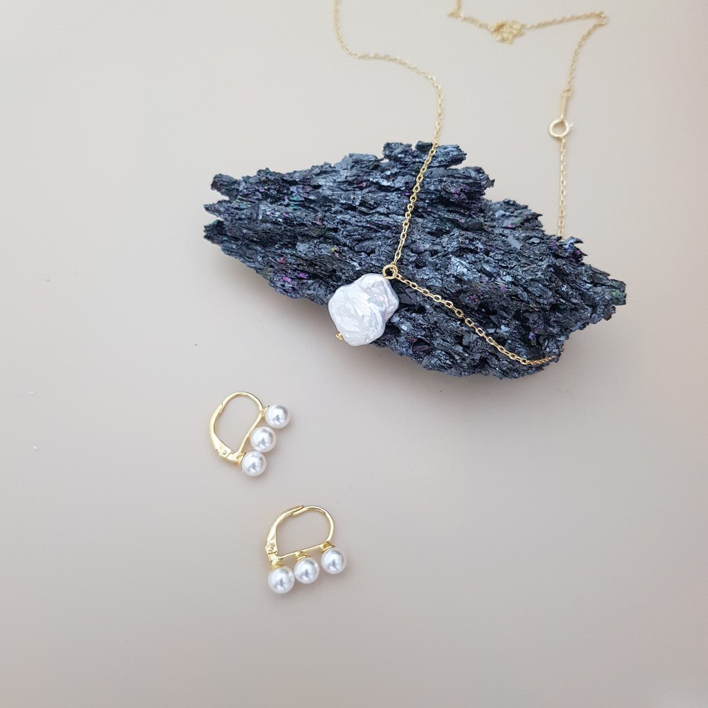 Bông tai bạc EVERMORE, khuyên tai bạc 925 ngọc trai nhân tạo 3 viên, phong cách minimalist, thanh lịch - H023