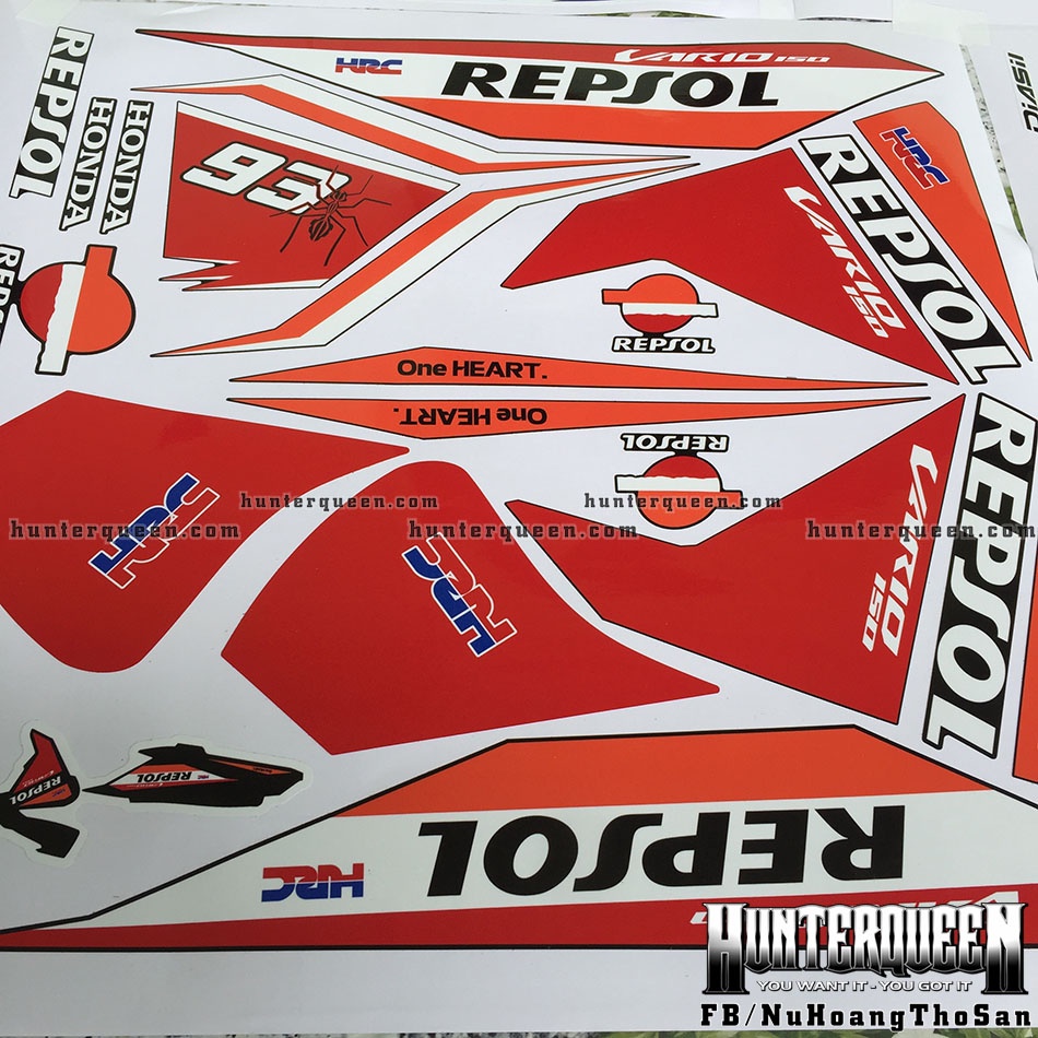 Tem rời Vario 2015 Repsol.Thay đổi màu sắc và chi tiết theo yêu cầu. Sắc nét, bền màu