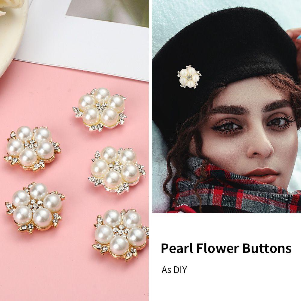Set 5 Nút Họa Tiết Hoa Dùng Để Trang Trí Túi Xách / Kẹp Tóc DIY
