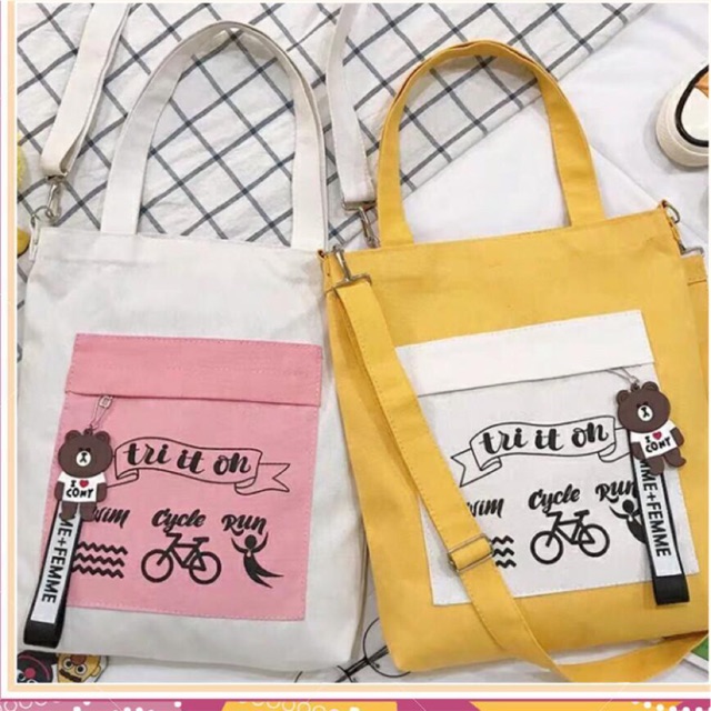 [ TRỢ GIÁ] Túi ToTe XE ĐẠP thời trang chữ TRI IT ON kiểu mới mang vai và đeo chéo đều được của KiTi Shop