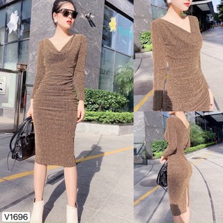 VÁY BODY LEN CỔ ĐỔ- VÁY LEN DÁNG ÔM