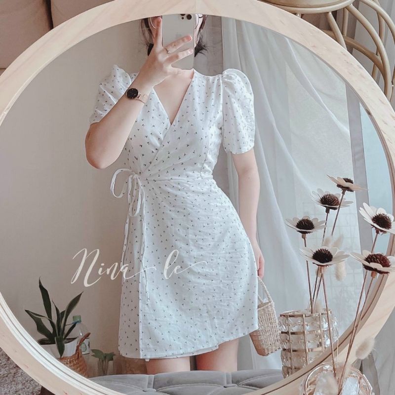 [Hình thật] Đầm hoa đắp chéo cột eo Vintage siêu xinh | BigBuy360 - bigbuy360.vn