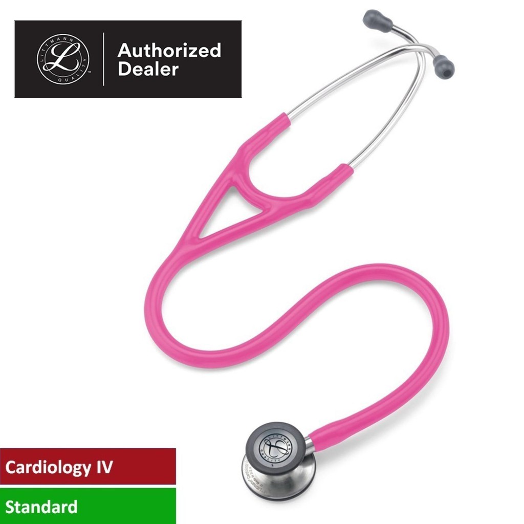 Ống nghe y tế 3M Littmann Cardiology IV, mặt nghe có lớp phủ tiêu chuẩn, dây nghe màu hồng đậm, 27 inch, 6161