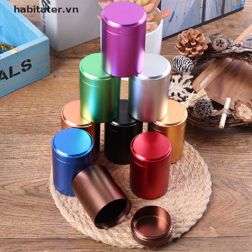 Hộp đựng trà/ cà phê/đồ dùng mini bằng kim loại nhôm di động thiết kế tiện dụng mang theo du lịch