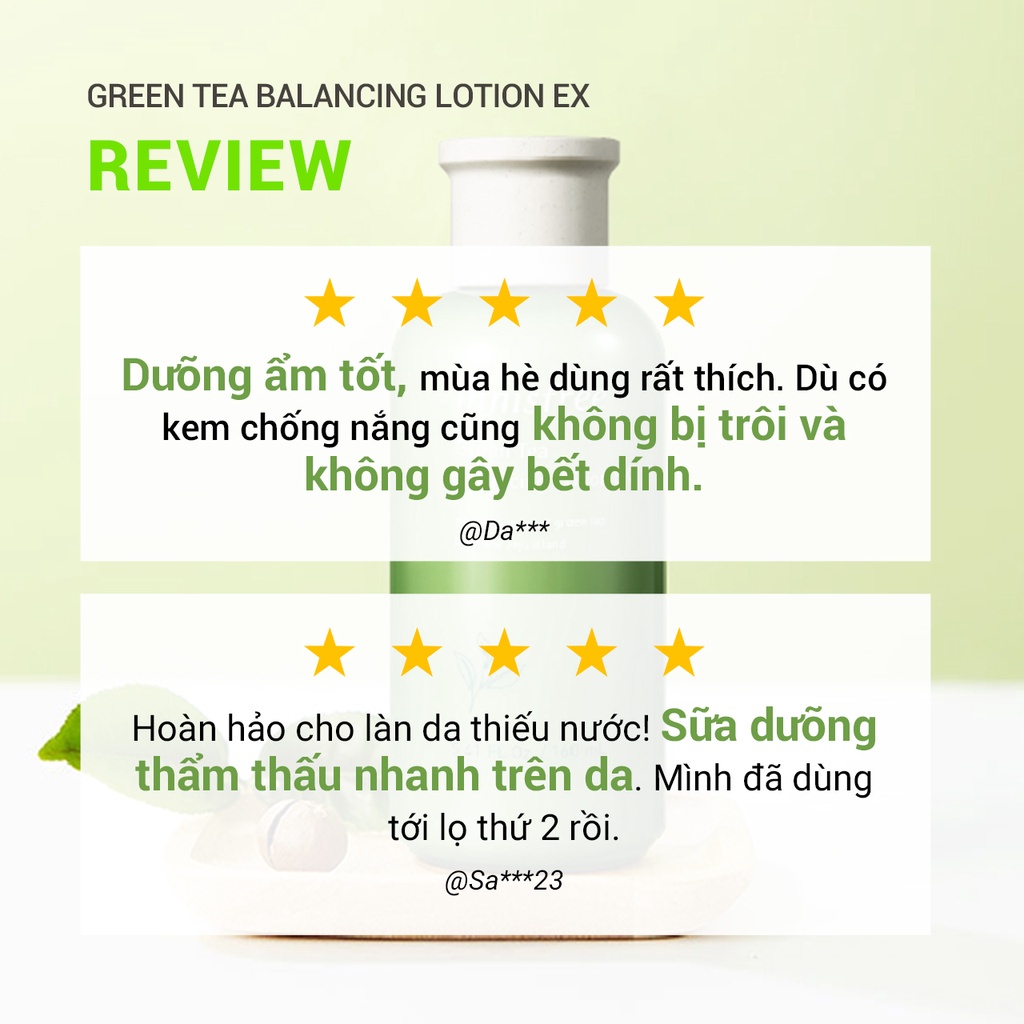 [Mã COSIF05 giảm 10% đơn 400K] Sữa dưỡng ẩm trà xanh innisfree Green Tea Balancing Lotion EX 160ml