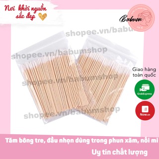 Tăm bông tre đầu nhọn, tăm bông dùng trong phun xăm, nối mi