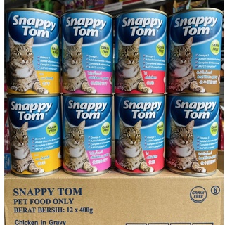 Thùng 12 lon snappy tom 400g | snappy tom lon 400g - thức ăn mềm hỗn hợp cho mèo