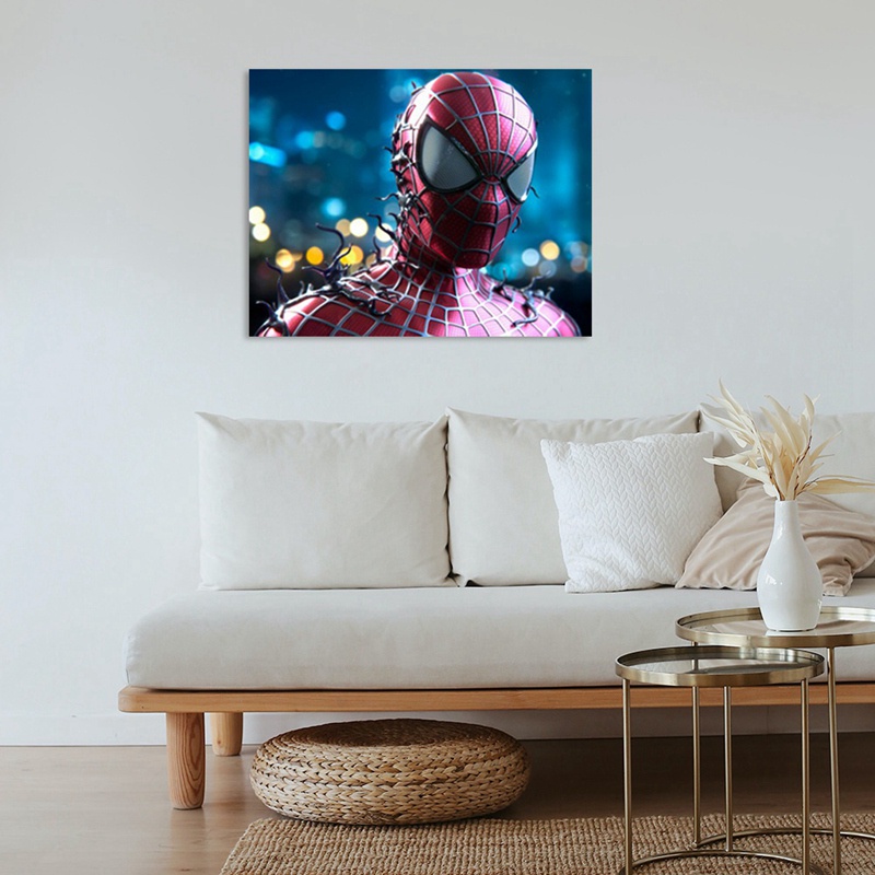 DIY Diamond Painting Spiderman in the Night Rhinestone Full Circle Diamond Wall Painting Bedroom Decoration