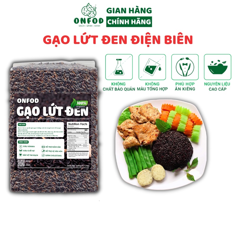 Gạo lứt đen hữu cơ ăn kiêng giảm cân healthy eatclean thực dưỡng 500g 1kg - onfod