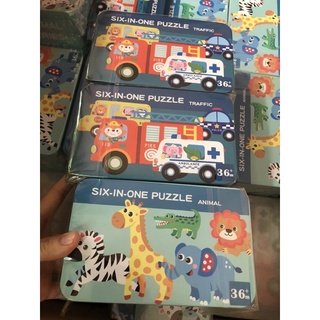 Ghép hình puzzles 6 trong 1 cho bé +12 tháng tuổi