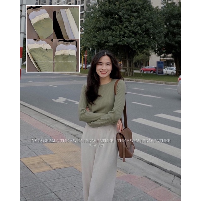 (Ảnh thật) Áo len gân trơn cổ tròn dài tay basic the.sweaterweather TSW | BigBuy360 - bigbuy360.vn