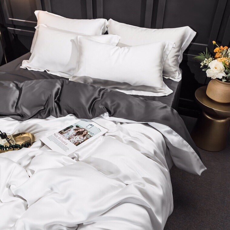 Bộ Chăn Ga Gối Lụa Tencel 100S Cao Cấp Chăn Drap Nhập Khẩu Siêu Sang Xịn Min Mát Sét Chuẩn 04 Món