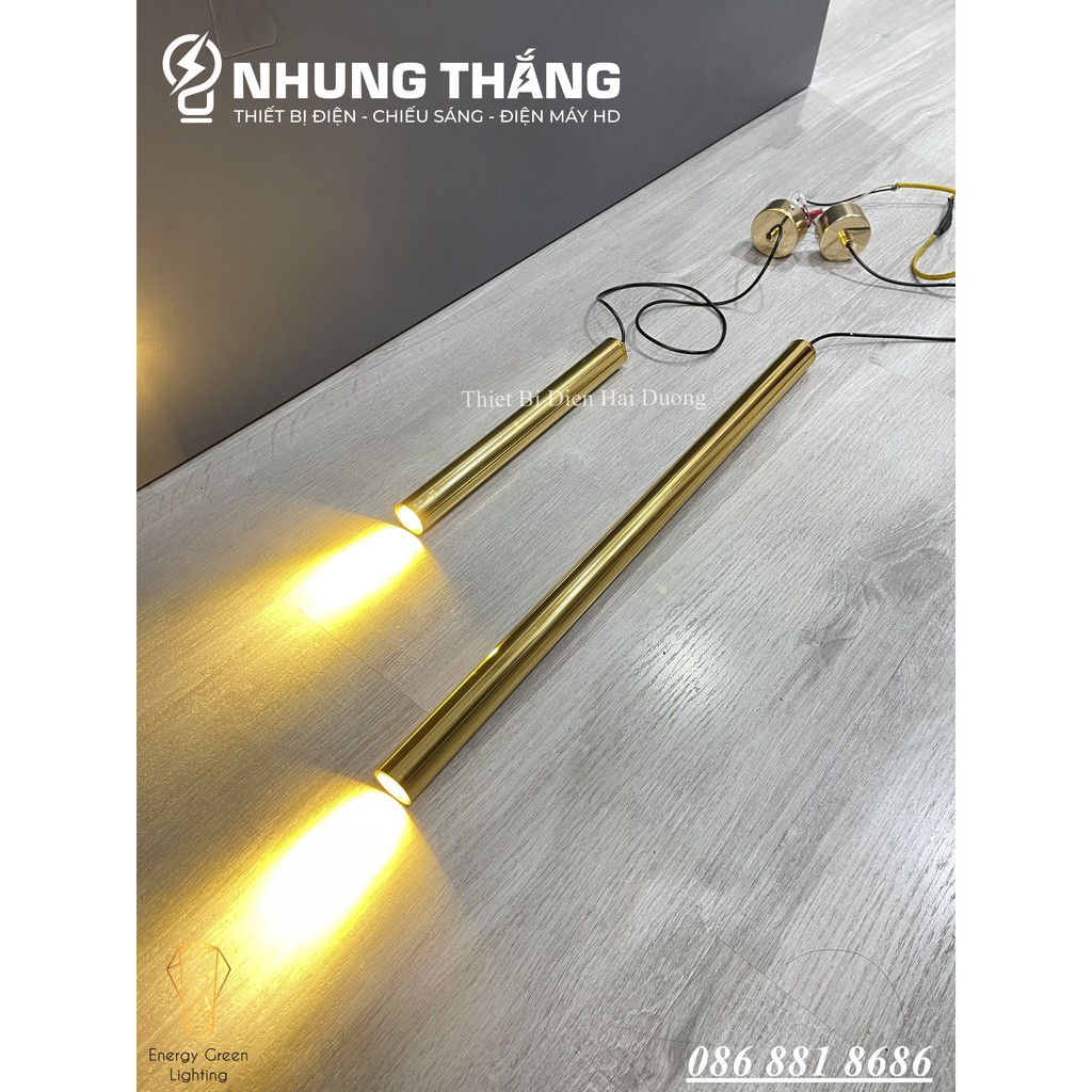 Combo 3 Đèn Thả Trần Trang Trí Rọi Ống Bơ Thân Vàng 5w - 2 Kích Thước 60cm , 30cm - Thân Nhôm Tản Nhiệt - Ánh Sáng Vàng