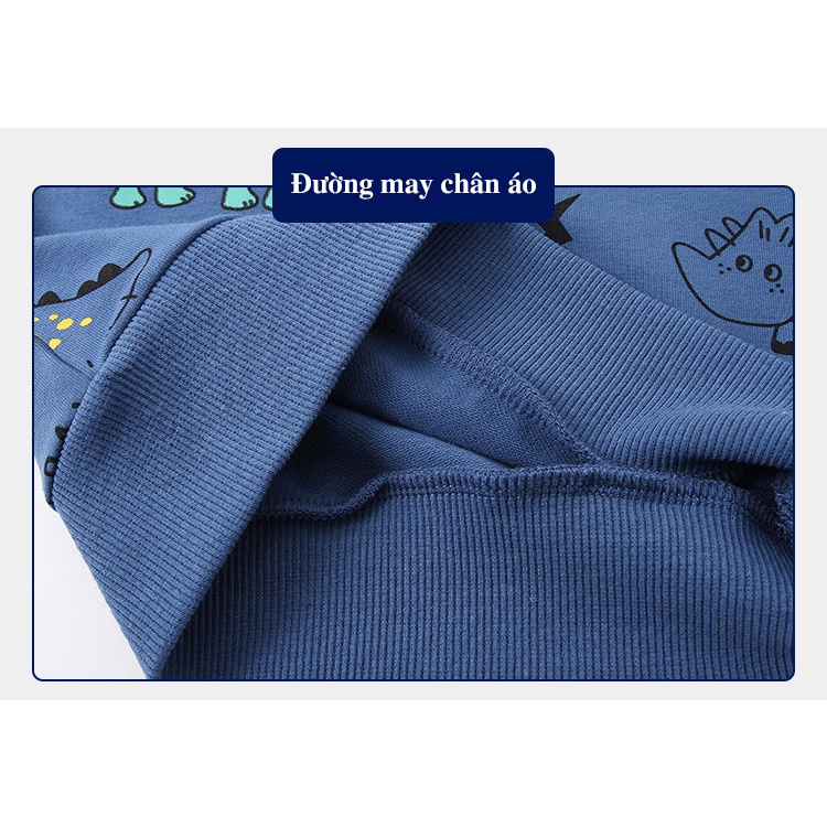 Bộ nỉ bé trai WELLKIDS dài tay cho bé họa tiết khủng long hàng xuất Âu Mỹ