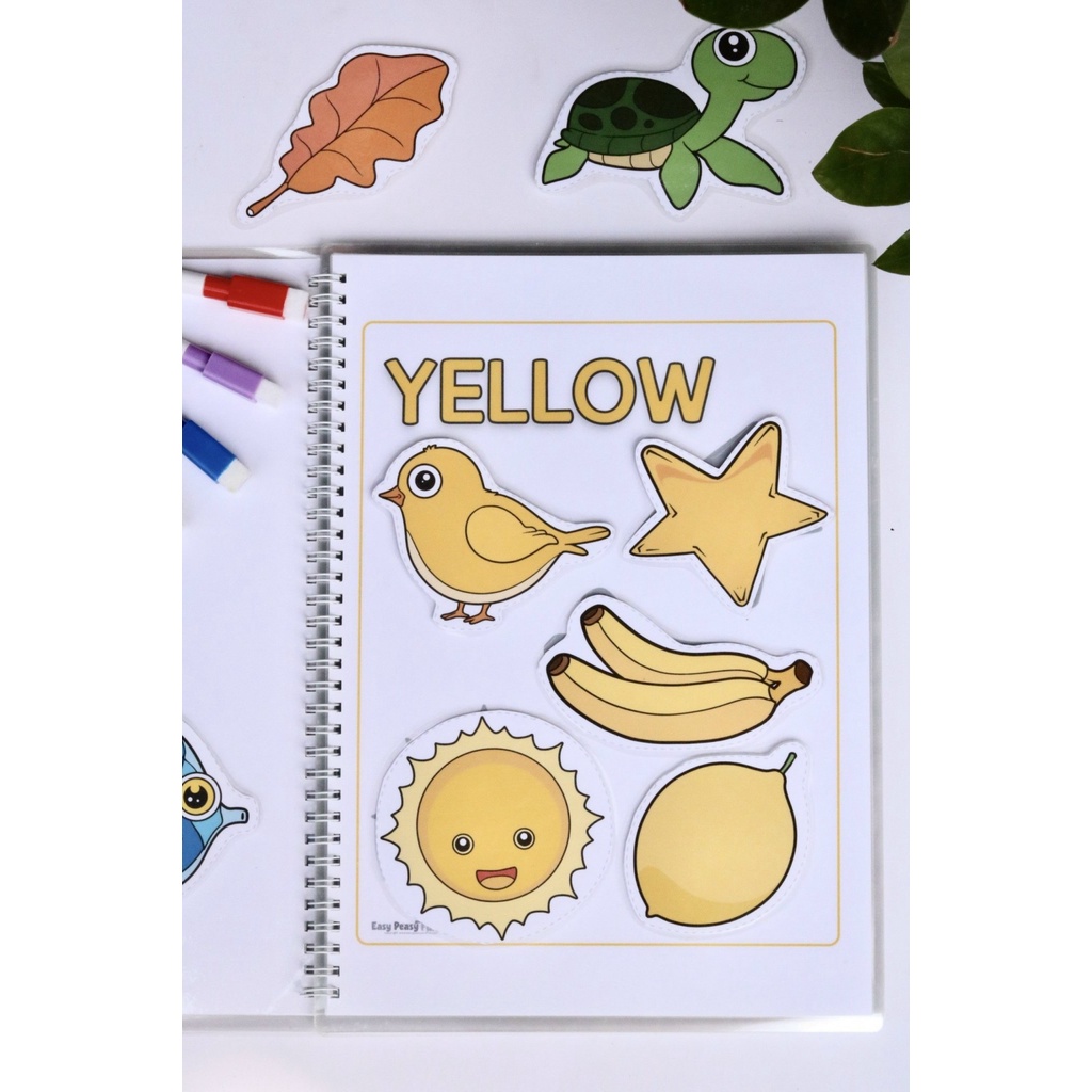 Học liệu bóc dán Montessori chủ đề màu sắc với 11 màu cơ bản viết bằng tiếng anh