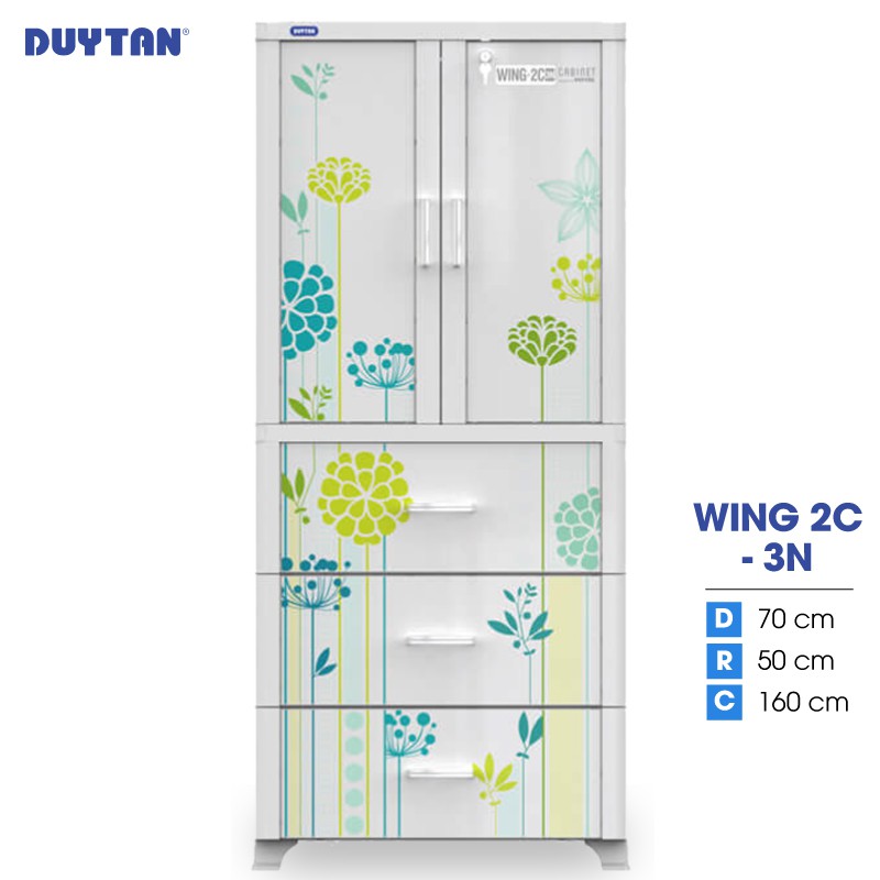 Tủ nhựa DUY TÂN Wing 2C-3N 2 cửa 3 ngăn (70 x 50 x 160 cm) - 05639 - Giao màu ngẫu nhiên