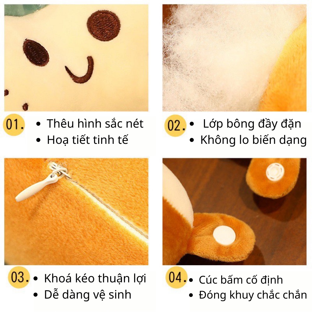 Gối kê cổ văn phòng hình thú dễ thương BINNIECUTE - chống mỏi cổ vai gáy cao cấp- kích thước 30cmx30cm