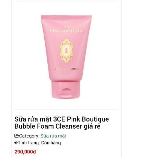 Sữa Rửa Mặt 3ce pink boutique Bubble Foam Cleanser
