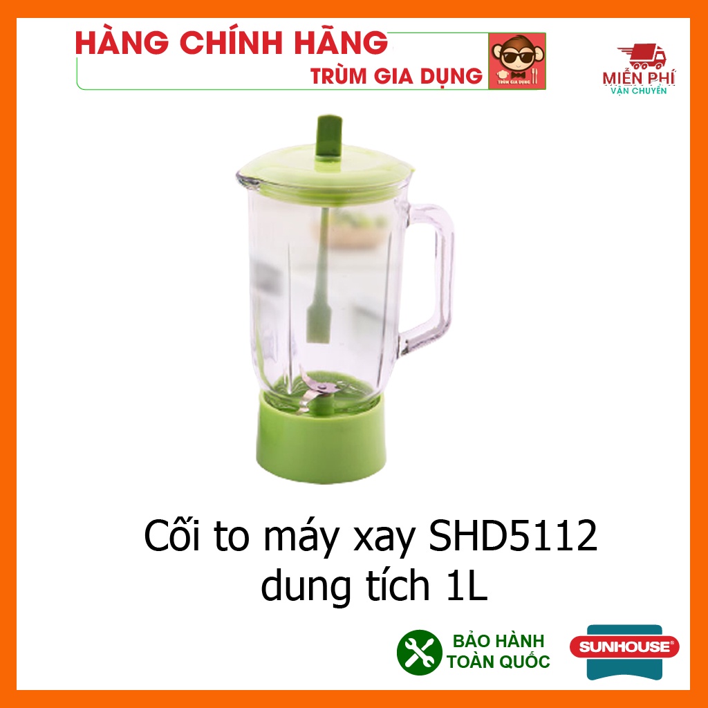 Phụ kiện máy xay sinh tố Sunhouse SHD5112, SHD5323, cối to nhỏ đầy đủ, gioăng cao su và lưỡi dao