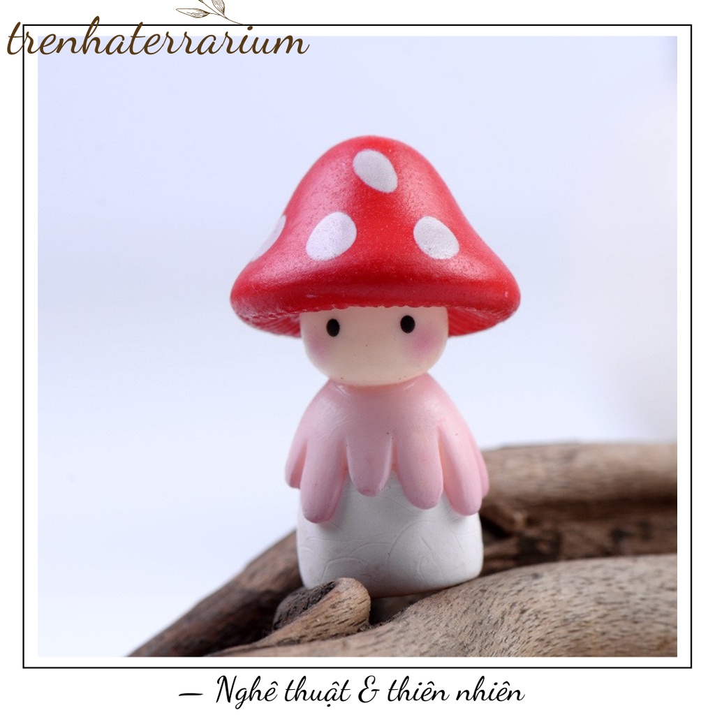 Tiểu cảnh búp bê nấm trang trí vi cảnh, sen đá, mô hình, terrarium