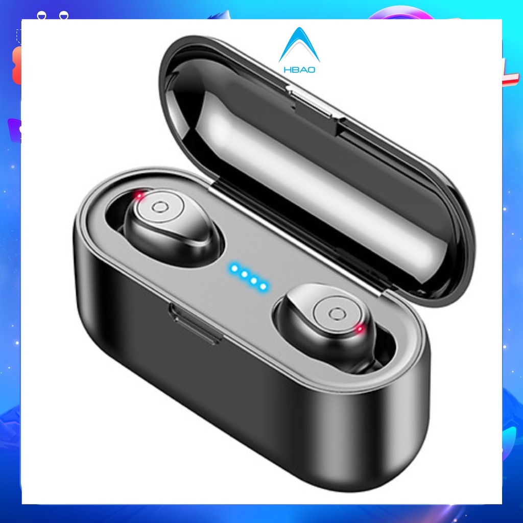 Tai nghe Bluetooth True Wireless Nhét tai Earbuds, tai nghe amoi f9 V5.0, Nút bấm + Kèm theo Dock sạc dung lượng lớn