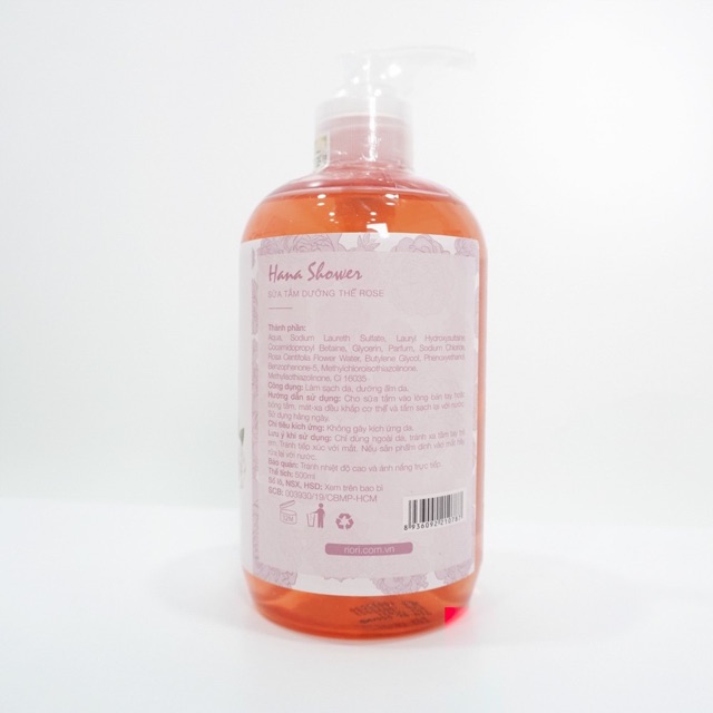 Sữa Tắm Trắng Hương Hoa Hồng RIORI Hana Shower Gel Rose 500ml