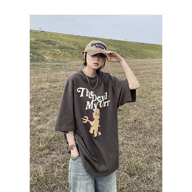 Áo Thun 3158 Devil JOLIE Unisex 🌸 Phông form rộng tay lỡ in hình vintage pull oversize kiểu hàn quốc Ulzzang🌸