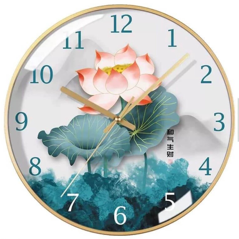 Tranh đồng hồ tráng gương hoa sen TDH169 (Tặng Pin và đinh 3 chân)
