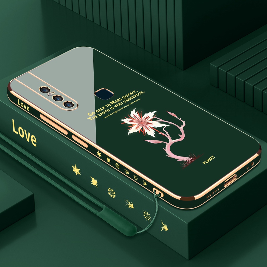 Ốp Điện Thoại silica gel Mềm Mạ Điện Chống Sốc Hình Hoa Cho vivo v15 pro vivo v15