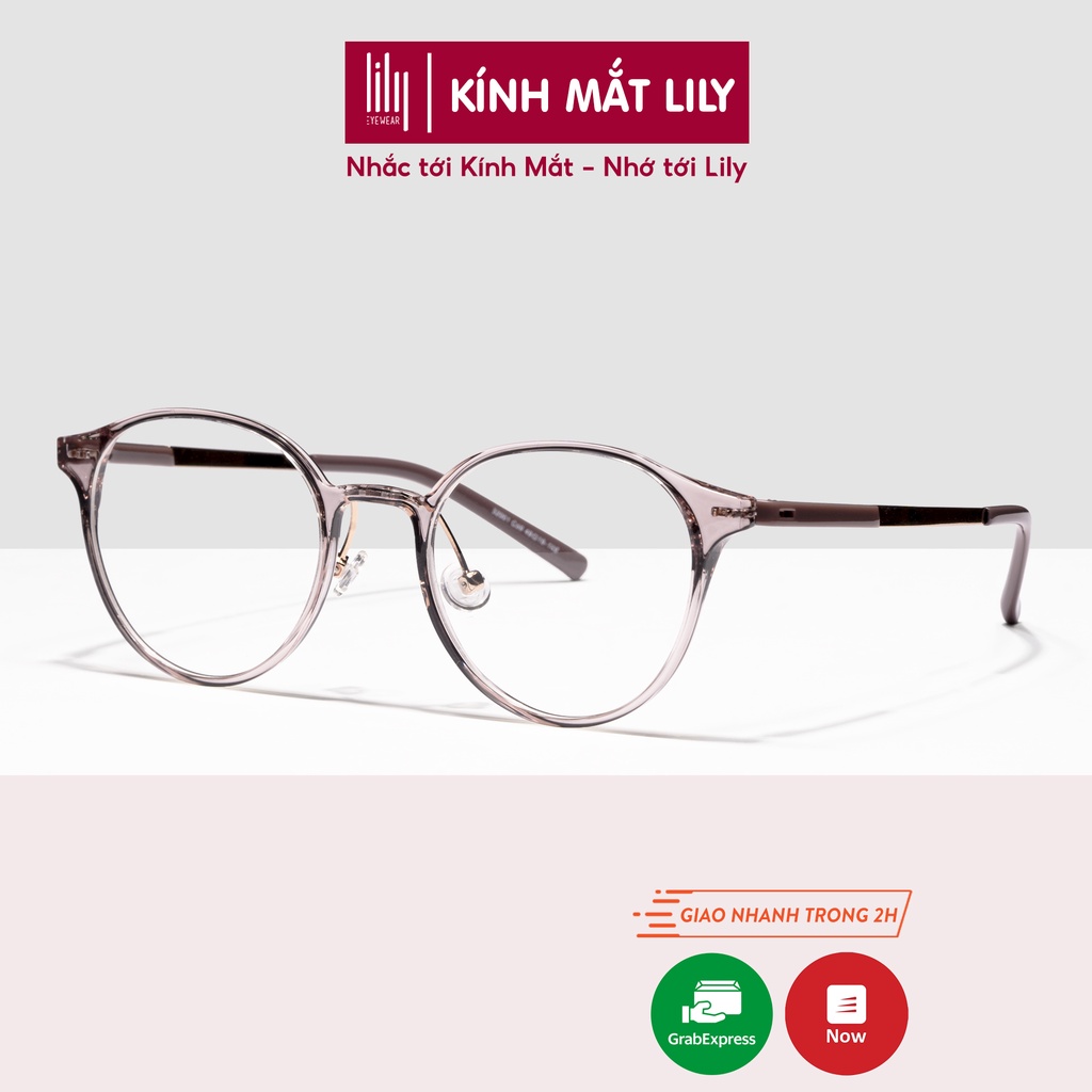 Gọng kính tròn nữ LILYEYEWEAR càng kim loại giả cận phụ kiện thời trang 00042
