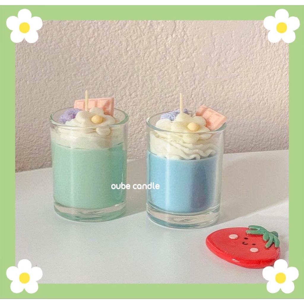 Nến Thơm Handmade Tinh Dầu Thơm Phòng Hình Ly Đá Xay Bánh Quy Tự Chọn Mùi Hương 120g | Oube Candle NT99