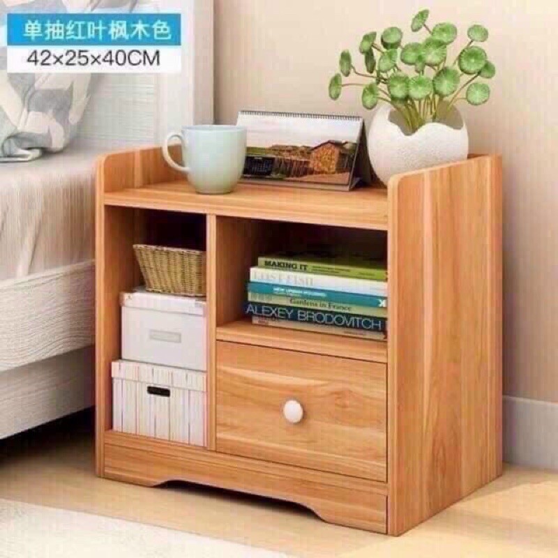 Tủ Đầu Giường Vuông Ngăn Kéo Màu Gỗ 40 x 26 x 32.5cm