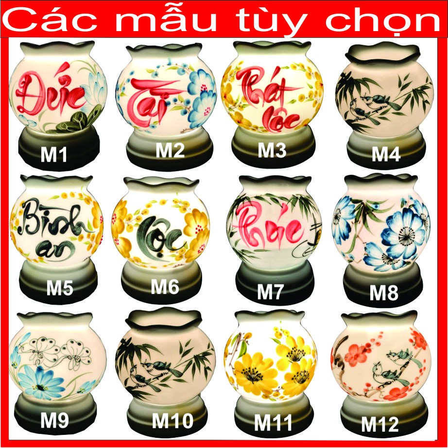 Combo 01 đèn xông tinh dầu Gốm sứ Bát Tràng + 01 tinh dầu 10ml