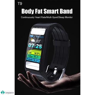 ✨【ivy】 Smart Bracelet T9 Body Fat Smart Band Heart Rate Monitor Watch Support for thirteen languages