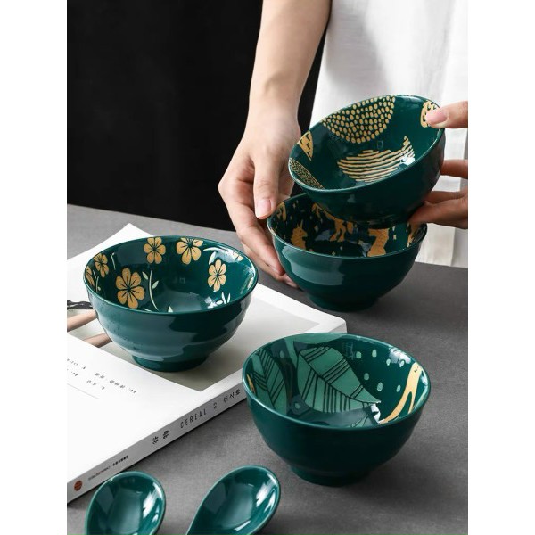 Chén Gốm Sứ Họa Tiết Hoa Văn Phong Cách Bắc Âu 4 món