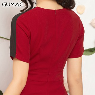 Đầm cổ V dây nơ GUMAC MS12026_DO