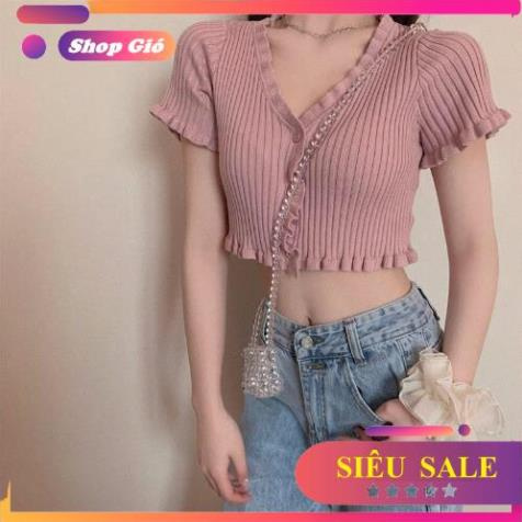 áo croptop tay ngắn cổ chữ V sexy mẫu thiết kế mới hot nhất năm