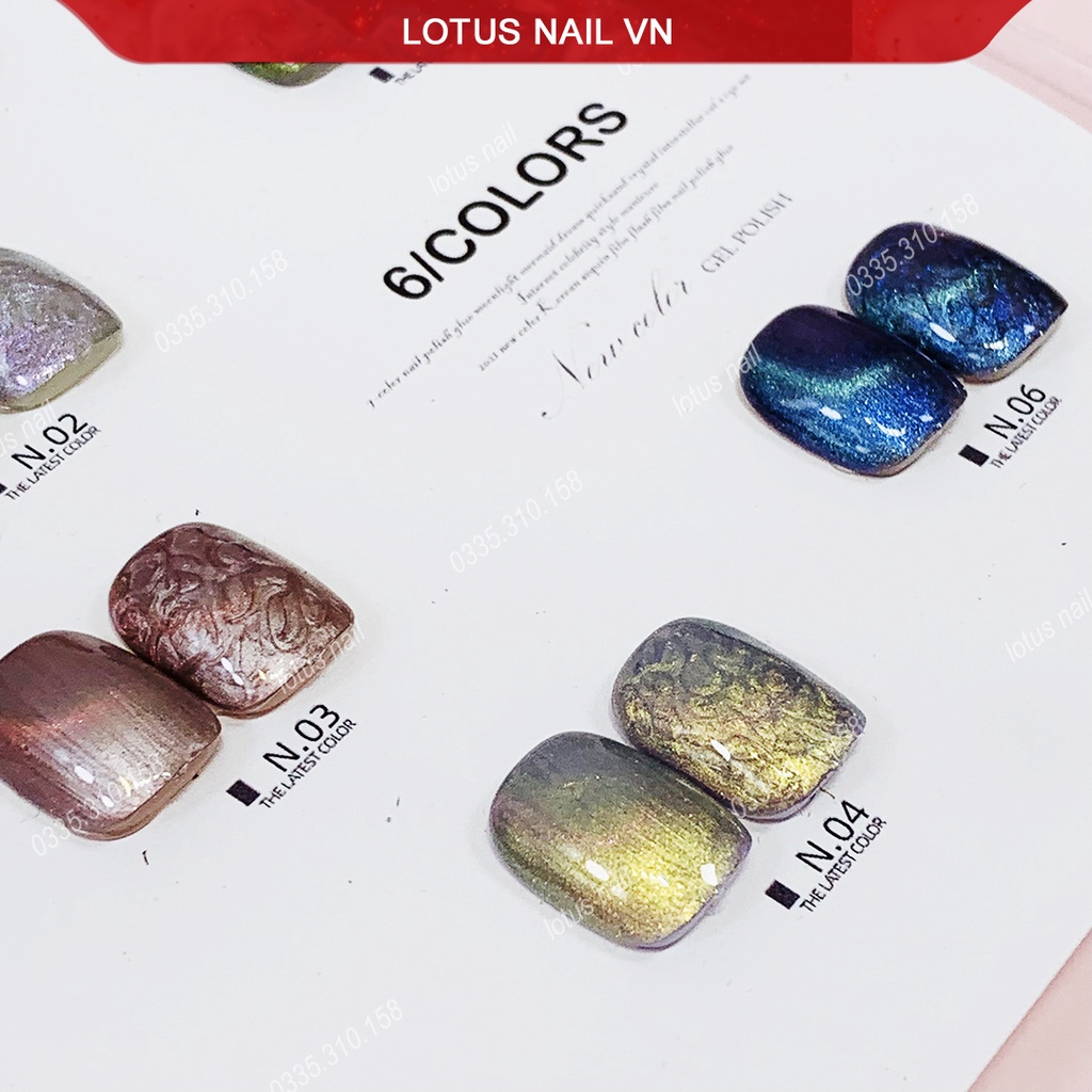 Set sơn gel mắt mèo ánh trai 6 màu B121 Vendeeni cao cấp tặng kèm bảng màu