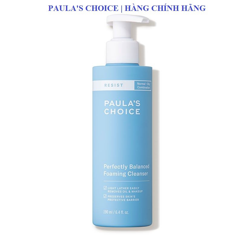 Sữa Rửa Mặt Dạng Bọt Paula's Choice Resist Perfectly balanced foaming cleanser Cân Bằng Da cho da dầu 190ml (7830)