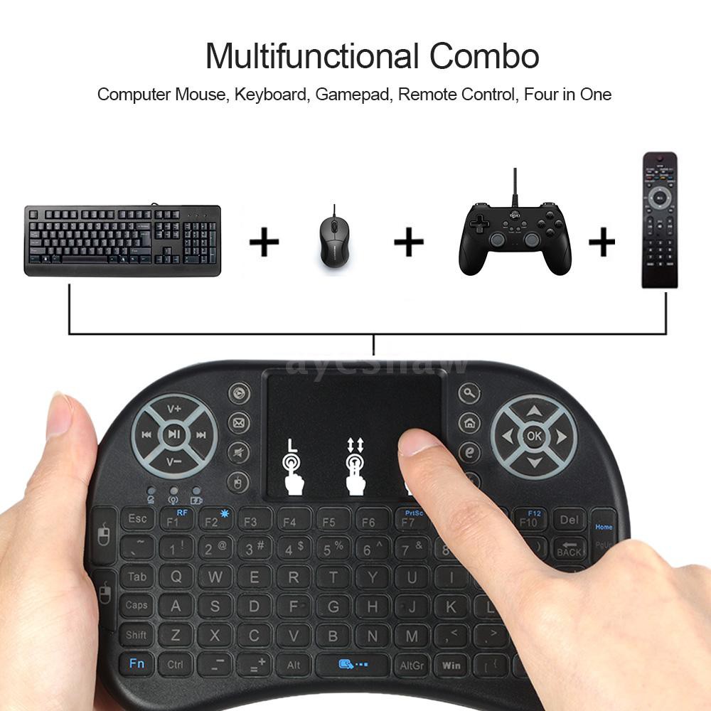 Ayeshaw 2.4GHz Wireless Keyboard with Touchpad Mouse Handheld Remote Control for Android TV BOX PC S