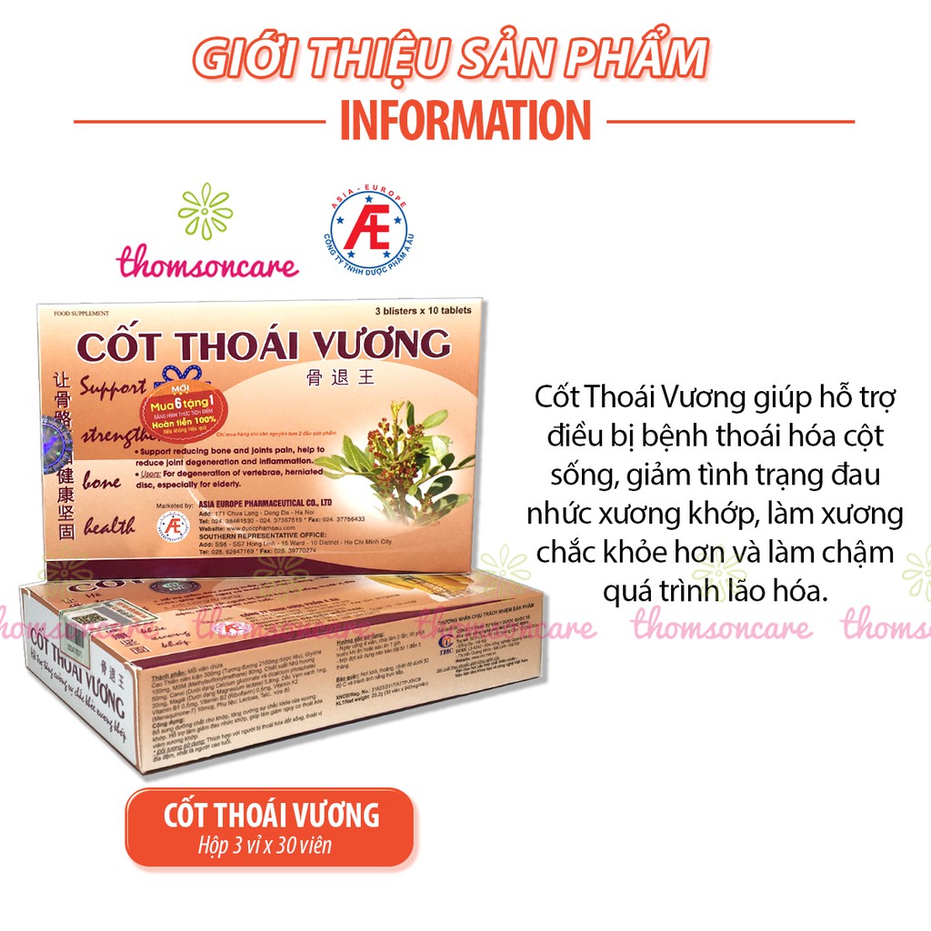 Cốt thoái vương - Mua 6 tặng 1 bằng tem tích điểm - Hỗ trợ xương khớp, giảm thoái hóa, đau vai gáy từ thảo dược