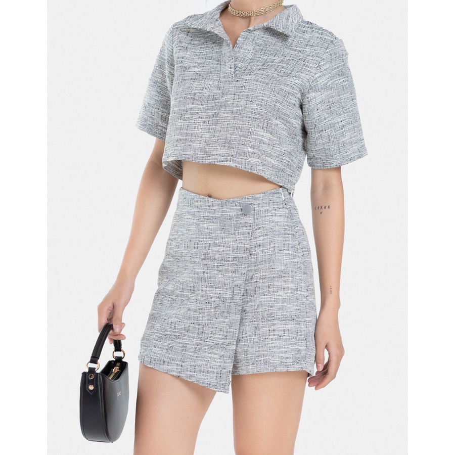 Quần Váy Tweed Thời Trang JUNO Kiểu Dáng Đắp Chéo JNQSH001