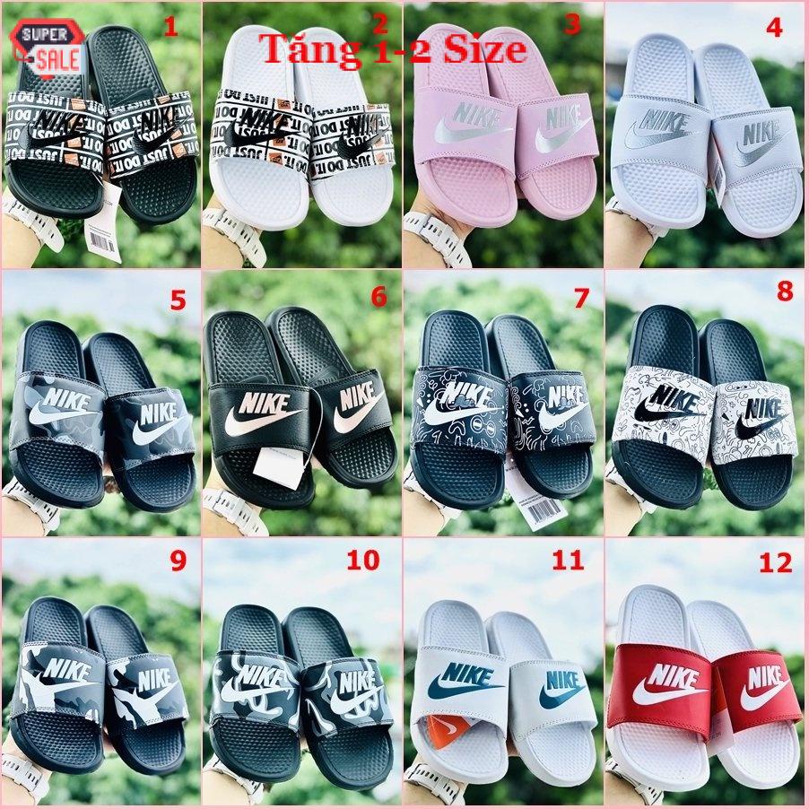 Dép unisex 𝐍𝐈𝐊𝐄 ❤️FREESHIP + Tăng 1-2 size❤️ dép nk quai ngang thể thao nam nữ in nike nhiều màu, tem tag mac đây đủ