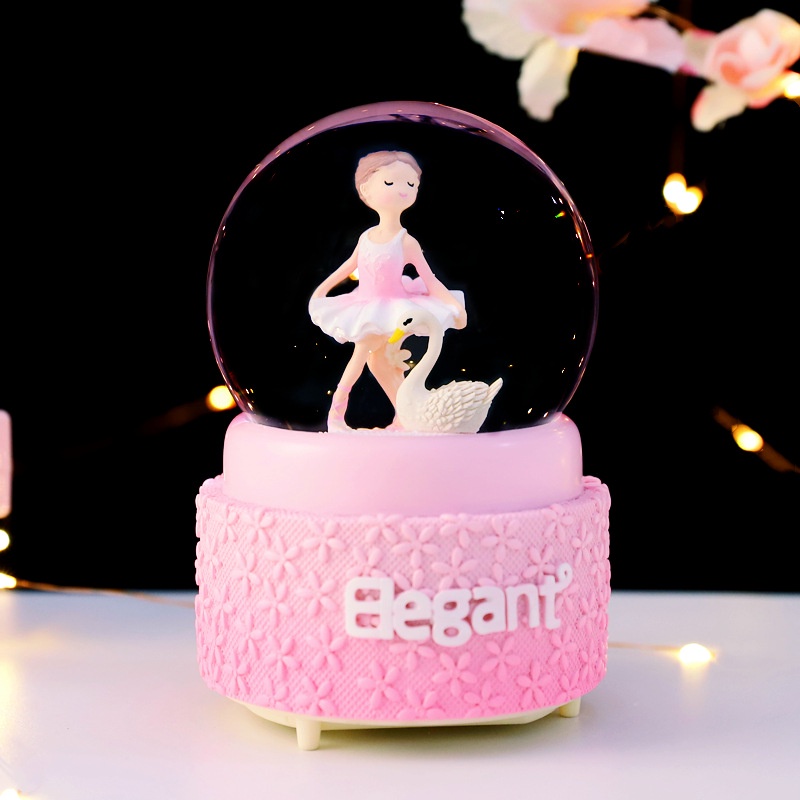 [Hàng sẵn]  Đèn trang trí phòng hình Cô gái múa ba lê. Khi bật lên có Tuyết Đèn Nhạc-  Đèn LED DECOR phòng dễ thương