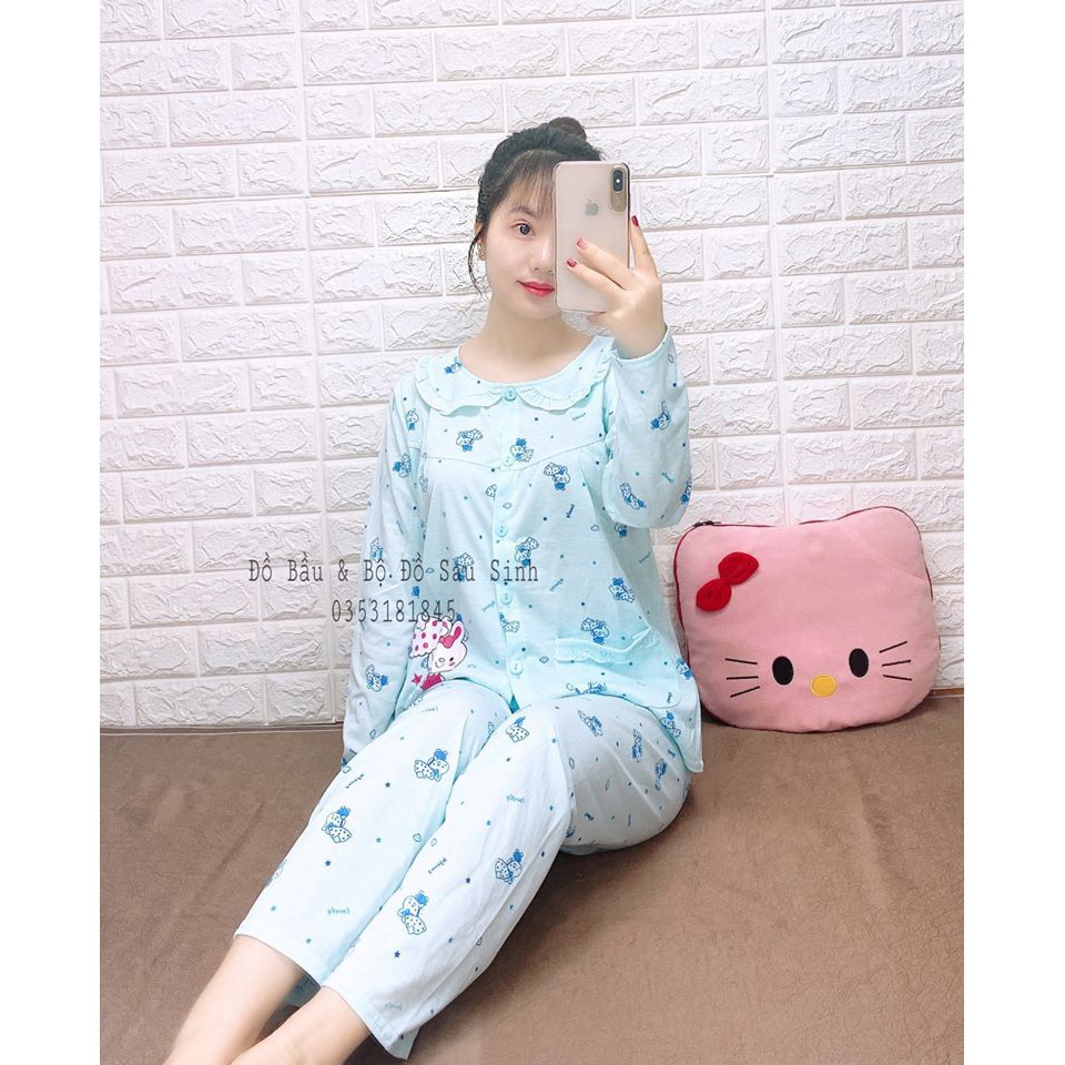 Đồ bộ sau sinh, bộ bầu sau sinh🌸 [FREESHIP]🌸vải cotton xịn, quần dài,áo mổ khuya nút,cạp quần có mổ khuy nút,mặc dễ chịu