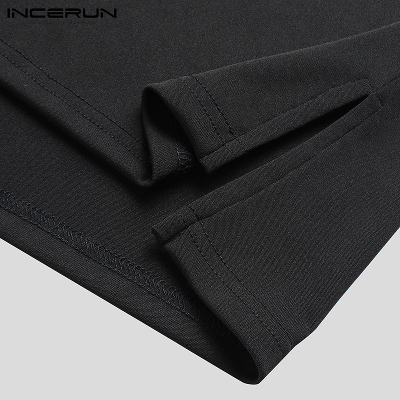 Áo thun nam INCERUN tay dài cổ cao màu trơn