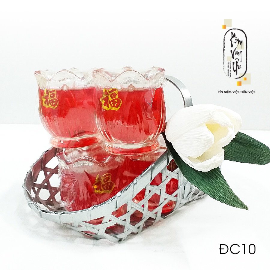Đèn cầy ly cúng Hoa Sen Nở ĐC10 cao 7.4cm