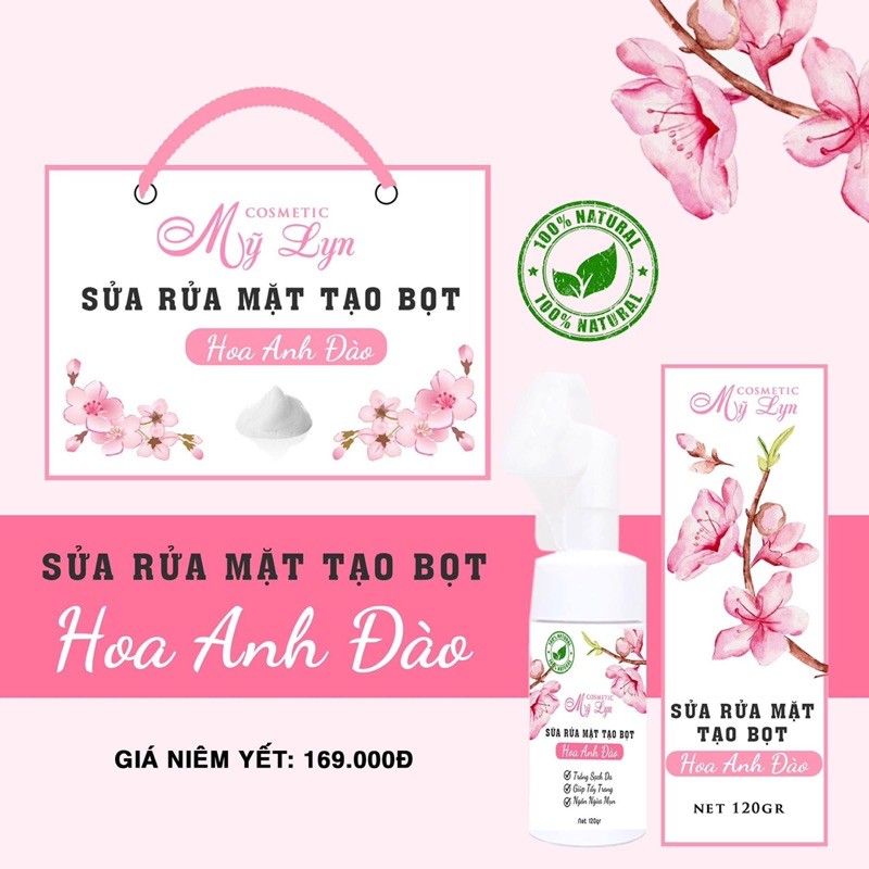 Sữa rửa mặt tạo bọt Hoa Anh Đào Mỹ Lyn (Kèm quà)