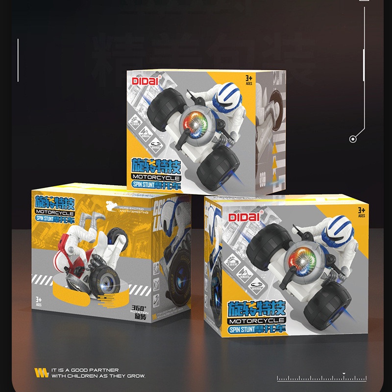 Đồ chơi xe máy robot di chuyển 360 độ phát sáng- quà tặng thông minh cho bé