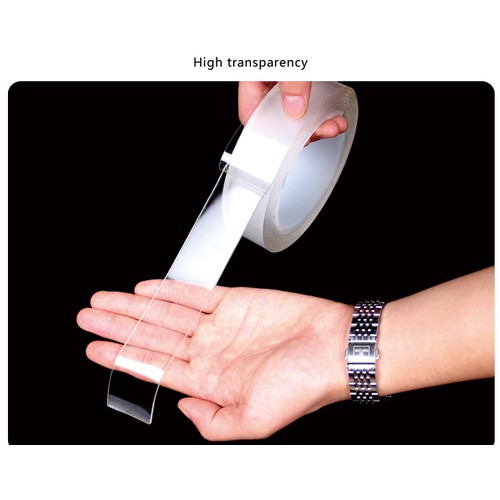 Cuộn Keo⚡Siêu Dính⚡Cuộn Keo Dính Nano 2 Mặt Trong Suốt Bản Dày 2mm